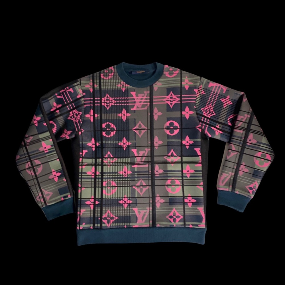 Louis Vuitton Monogram Jacquard Pink Sweatshirt Size Small Runway Line